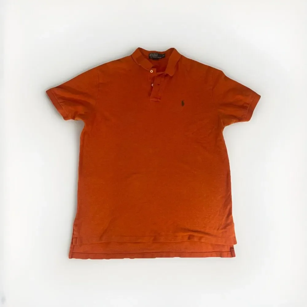 Polo Ralph Lauren Mens Custom Fit Orange Short Sleeve Polo Shirt Size XL - Picture 2 of 10